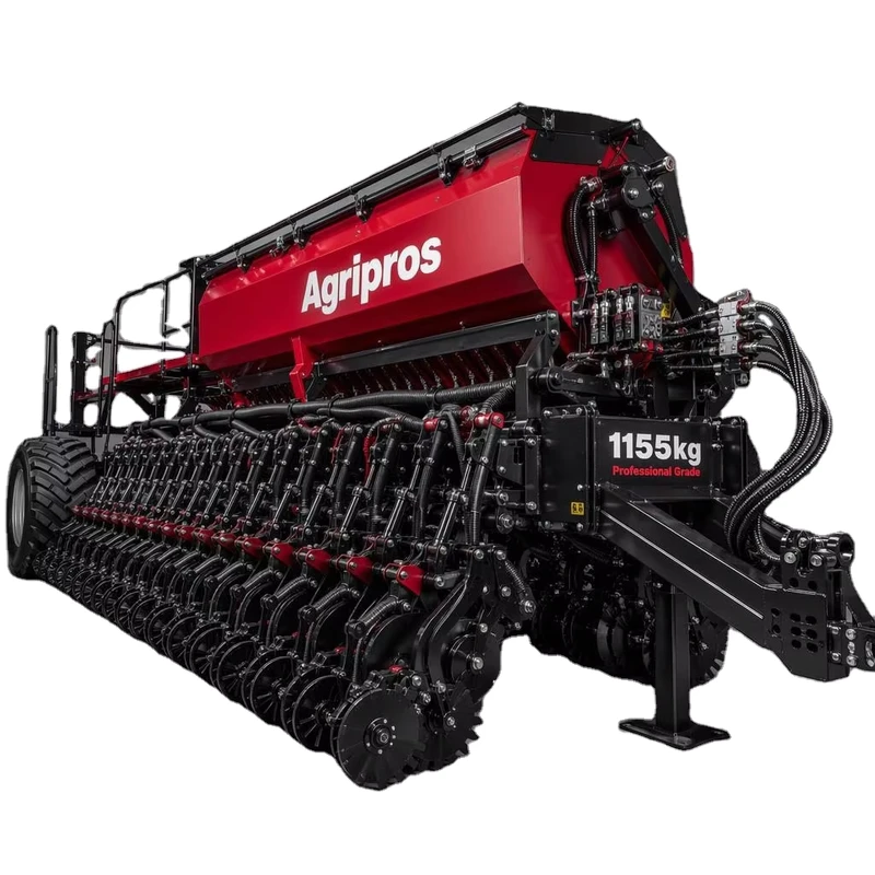 18-Row Hydraulic Rotary Tillage and Seeding Machine 1155kg Heavy Duty Grain Drill for Wheat and Rice Integrated Seed Drill