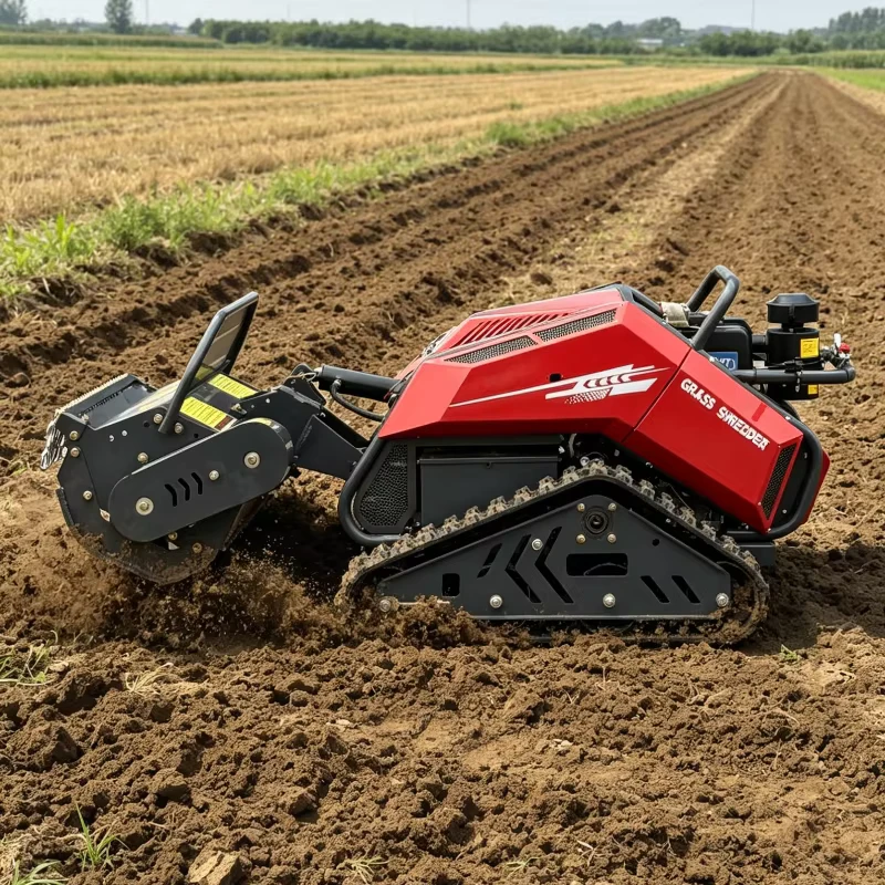 18HP 1100F Diesel Crawler Remote Control Multi Purpose Mower Tiller Ditcher Weeder Backfiller Snow Plow Flail Mower