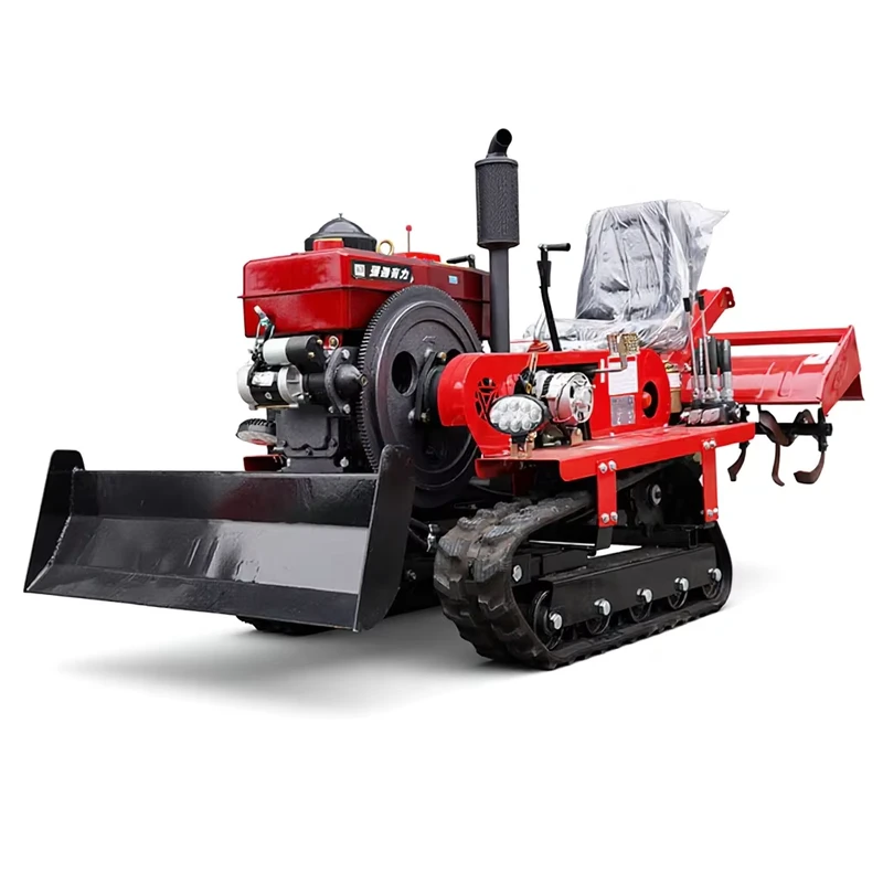 4WD Farming Rotavator Engine Gearbox Motor 4WD Agricultural Farming Cultivators Mini Rotary Tiller Crawler Tractor