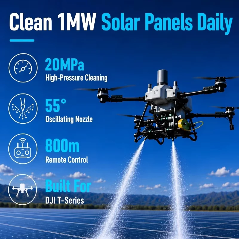 AeroClean S2 High Pressure 20MPa 10L/min Solar Panel Spraying Agricultural Drone Cleaning System