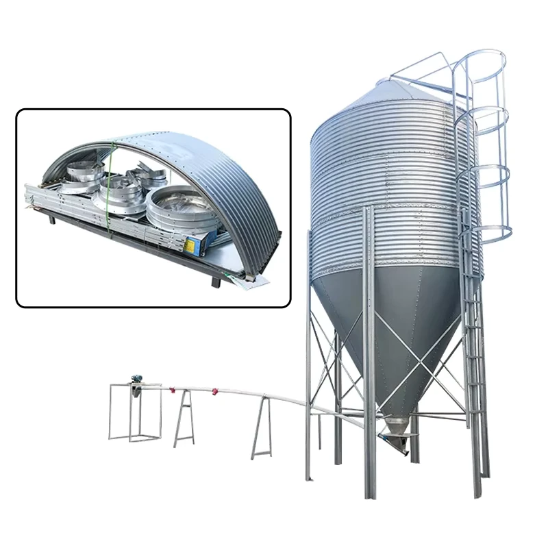 Complete Galvanized Steel Feed Silo Anti-Corrosion Grain Storage Bin Matching Poultry Feeding Line Ventilation Equipment ForFarm