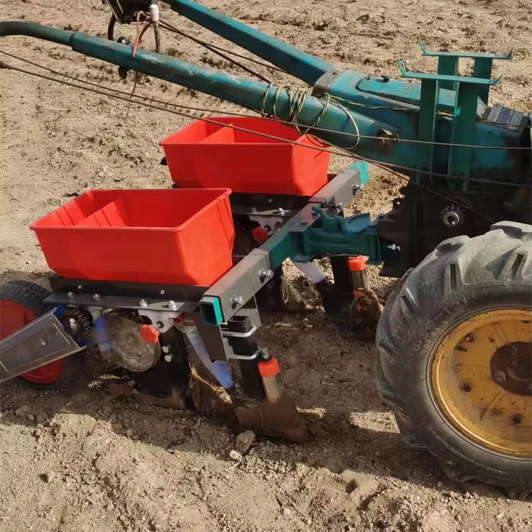 Farming Implements Two Rows Precision Corn Maize Soybean Seed Seeder Fertilizer Planter Machine for Small Mini Walking Tractor