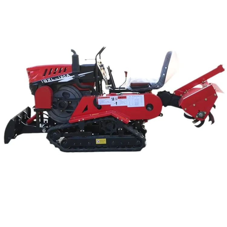 HNKS Seated Crawler Tractor Tracked Rotary Tiller Dual Use Paddy Dry Land Farm Micro Tiller