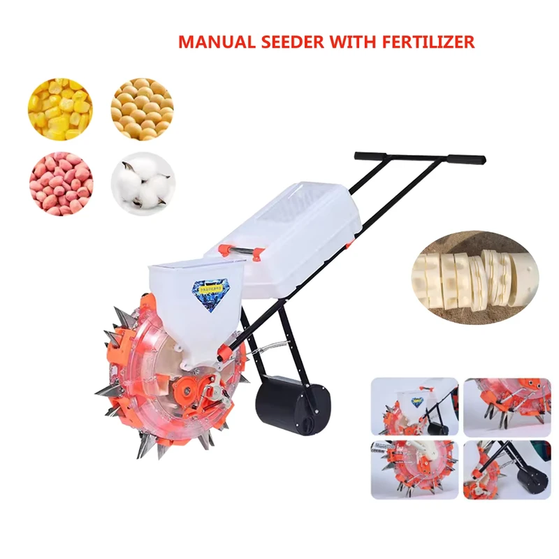 Hand Push Seeder with Integrated Fertilizer Application
