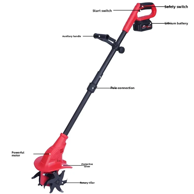 Handheld Lithium Battery Micro Cultivator for Home Use Small Agricultural Plowing and Weeding Electric Hoe High Power Soil