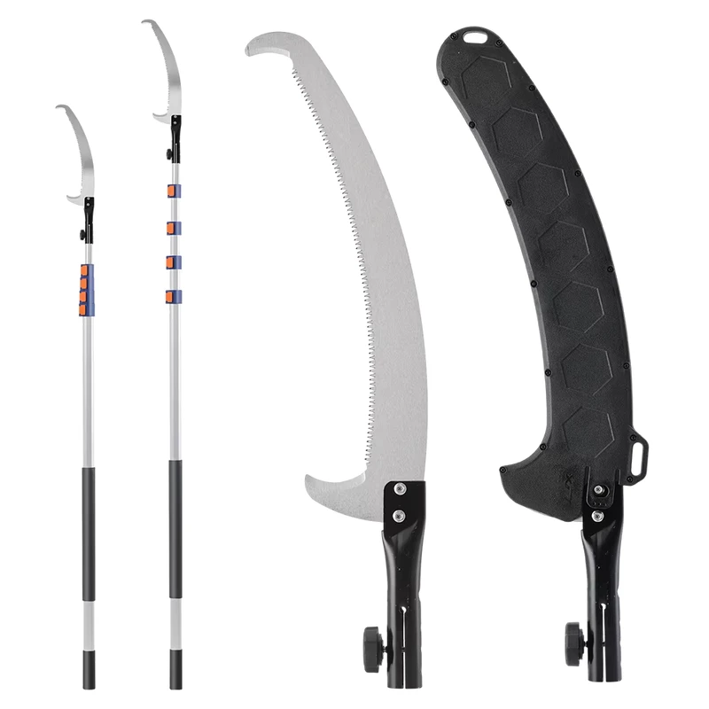 Heavy Duty 24ft Telescopic Pole Pruning Saw Kit for Garden Orchard Manual Tree Trimmer