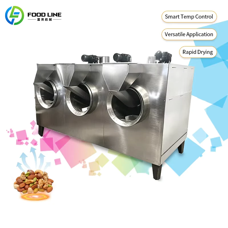Heavy Duty Rotary Drum Drying Equipment Nuts Grains Seeds Continuous Production Dryer Roaster