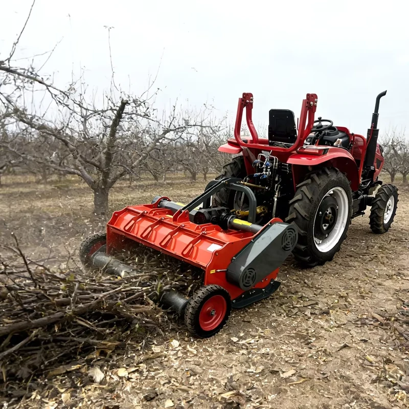 Heavy Duty Tractor Mounted Orchard Branch Shredder with PTO Drive for Apple Pear Citrus Vineyard Pruning Waste Crushing