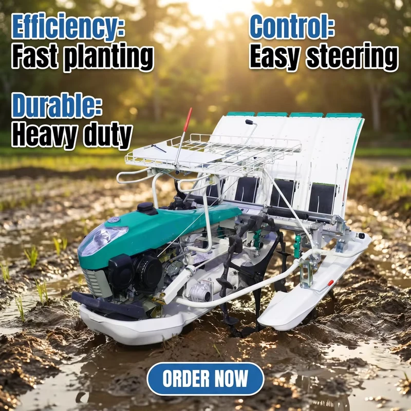 High Speed 4 Rows Rice Transplanter With Fertilizer Application Paddy Field Rice Manual Planter Machine