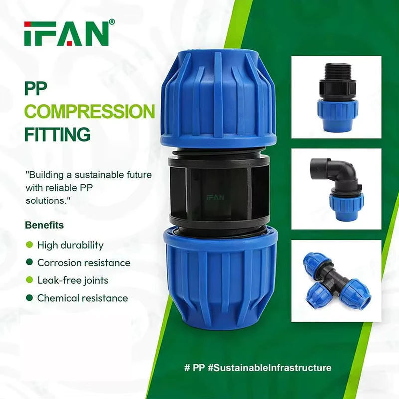 IFAN Factory Direct PP Compression Fittings Irrigation System 20mm 25mm 32mm All Types Hdpe Pipe Fittings