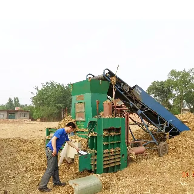 Mini Automatic Forage Harvester Automatic Engine Corn Silage Hay Baler Rhodes Grass Baling Machines Wood Paper Plastic Belt