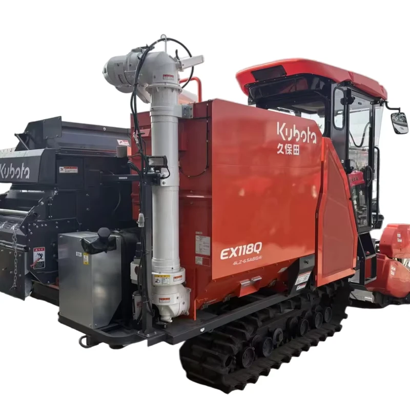 Large Grain Tank Long Unloading Auger 118Q Automatic Full Feeding Combine Harvester for Rice Wheat Corn Farm Harvest