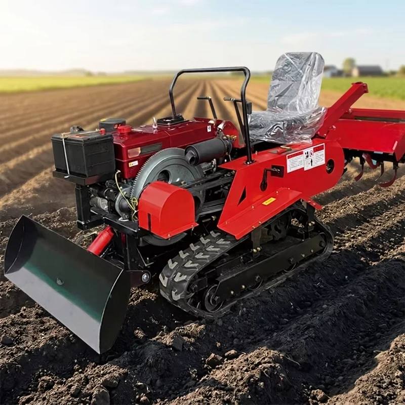 Multifunction Diesel 25 HP 35HP Farm Mini Tractor Farming Equipment Cultivators Mini Tiller Rotary Crawler Tractor
