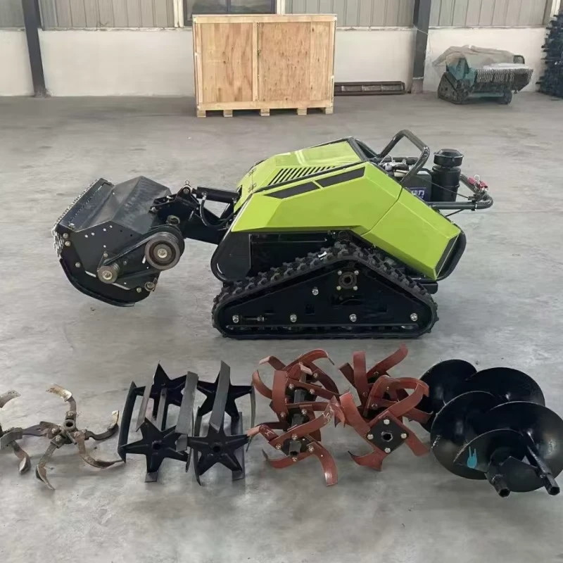Multifunctional Grass Crusher Ditcher Backfilling Machine Tiller Integrated Machine Crawler Remote Controlled Rotary Tiller