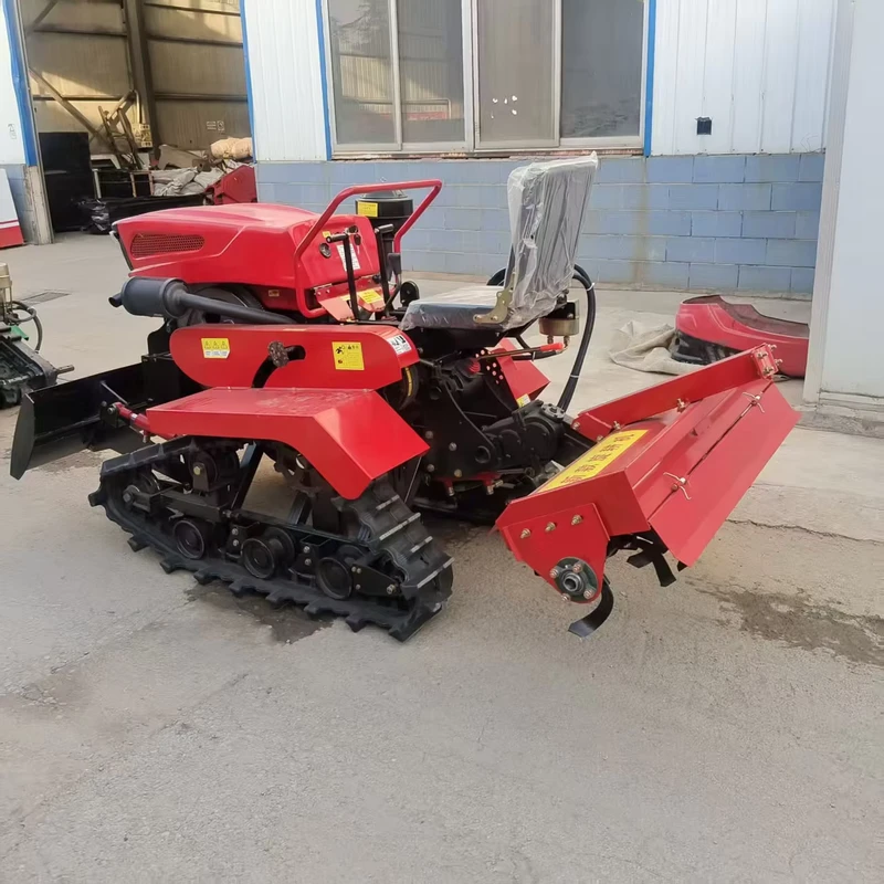 Power Electric Remote Control Crawler Tractor for Rice Fields Paddy Farming With Weeding Wheel and Ridge Maker