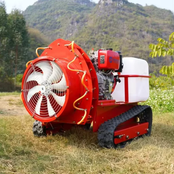 Remote Control Crawler Orchard Air Assisted Pump Sprayer with 500L Tank 170 Gasoline Engine 6 Air assisted Nozzles 100m Range