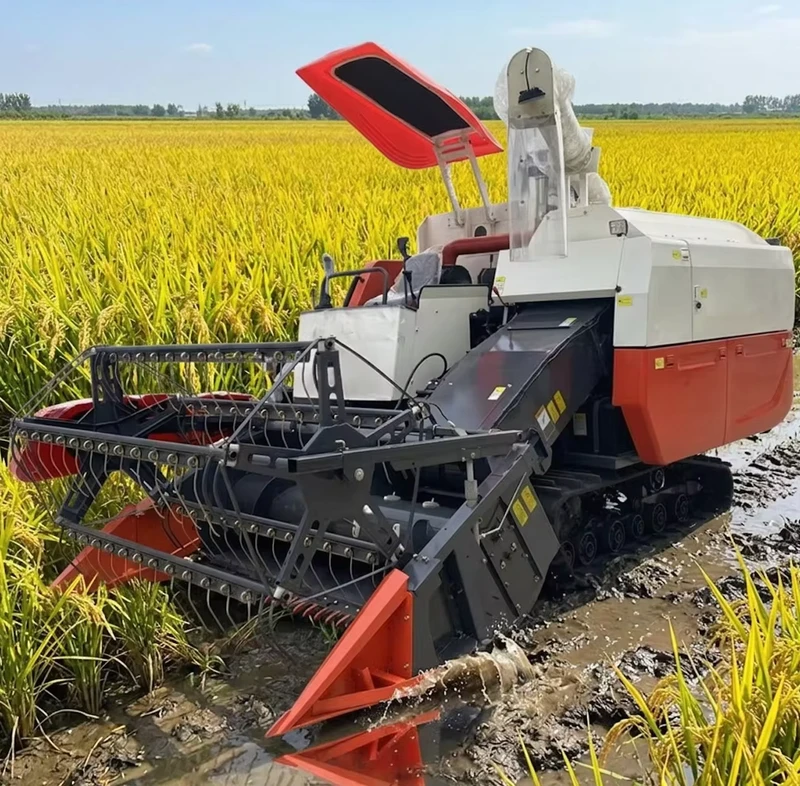 Rice and Wheat Combine Harvester with 2200mm Cutting Table Stable Performance