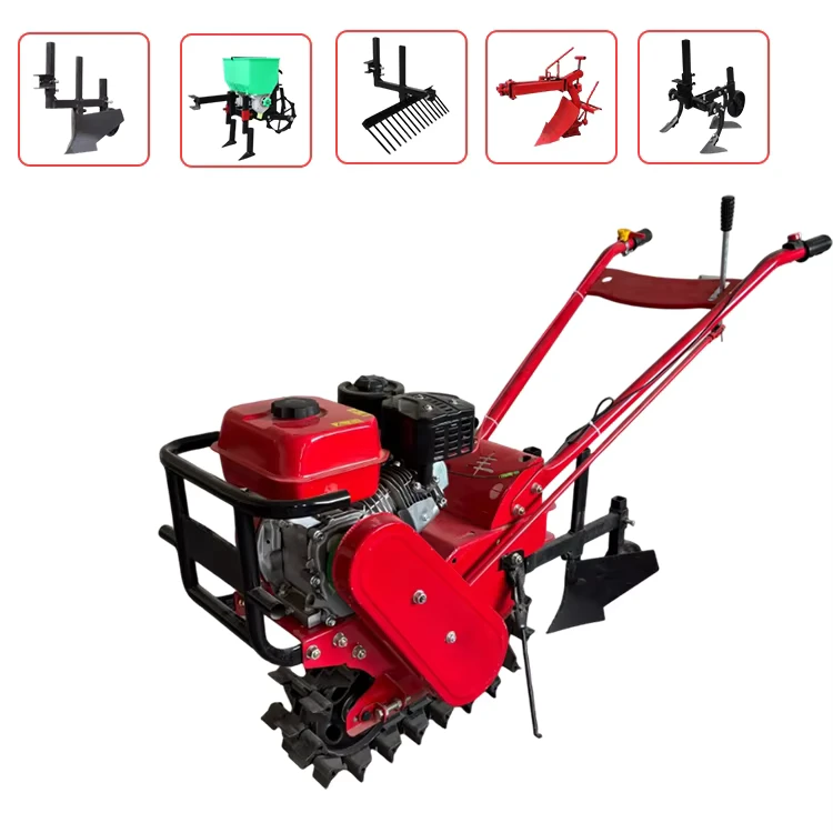 Rotary Micro Tiller Cultivator Small Power Tiller Land Cultivating Machine Mini Plough Tillage Machine With 7HP Gasoline Engine