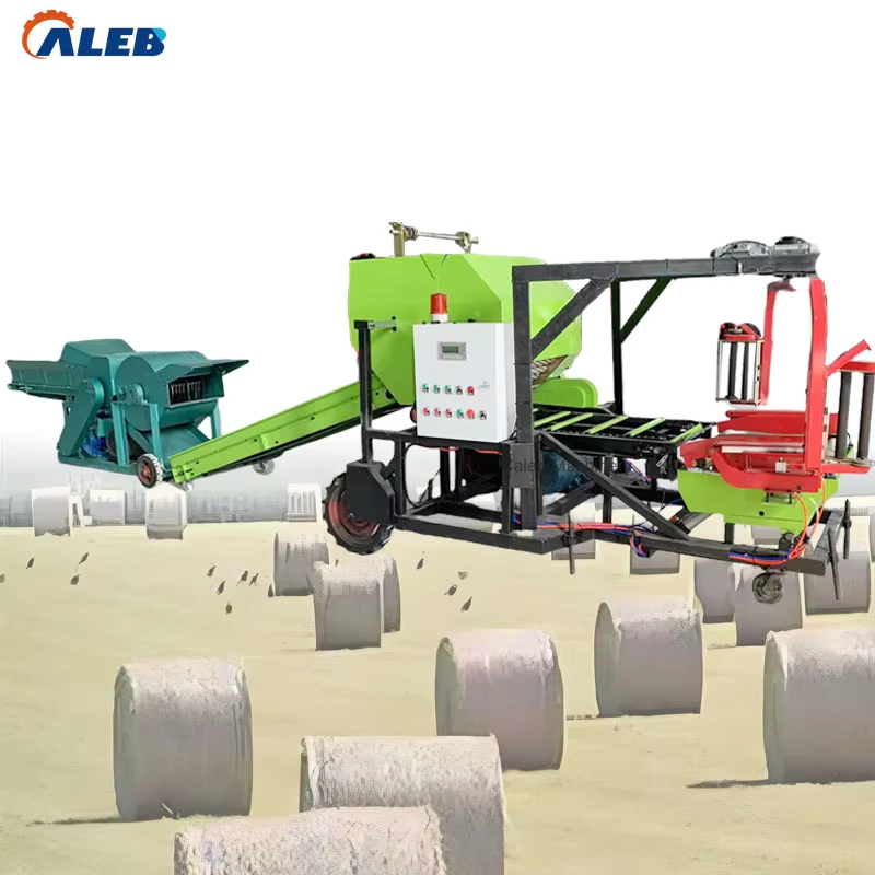 Round Type Easy Operation Large Big Bale Wrapper Machine Napier Grass Silage Feed Wrapping Round Hay Baler Machine