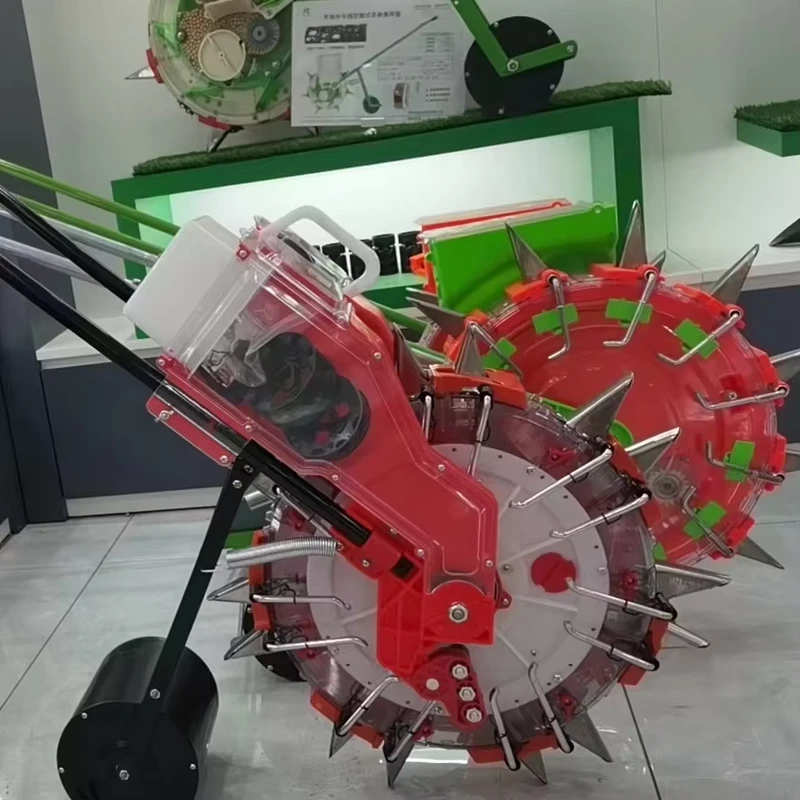 Small Lightweight All in One Seeding Fertilizing Machine Multifunctional Wheeled Planter with Trencher Easy to Operate