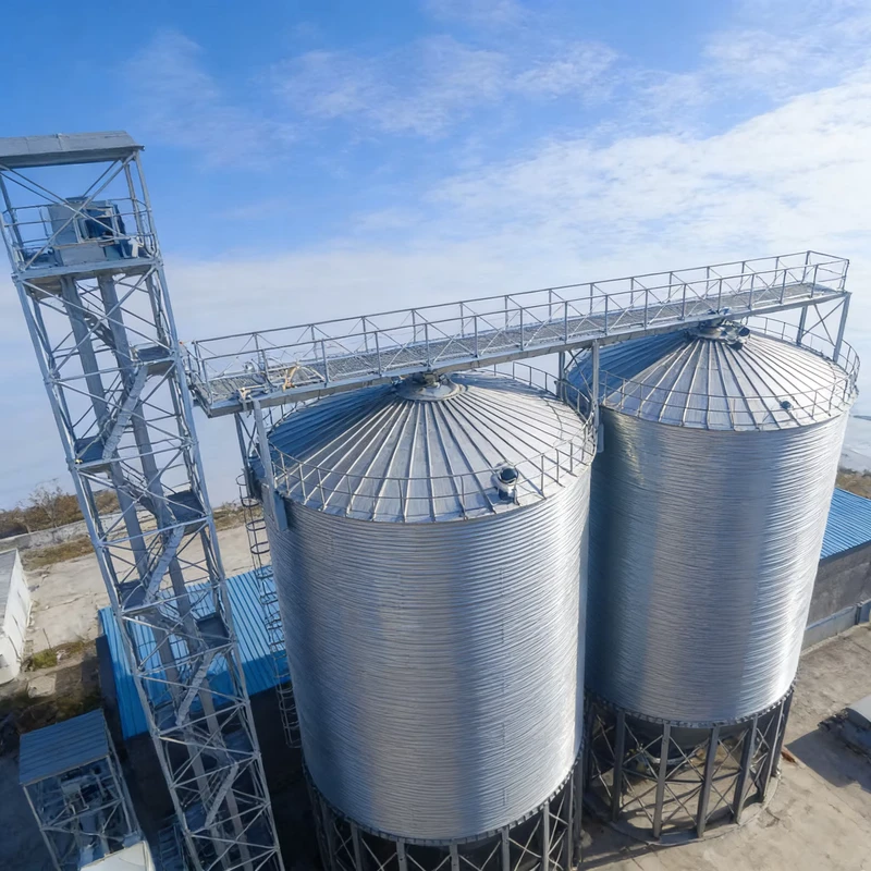 Steel Square Mesh Grain Silo Modular Assembly with Ventilation System for High Capacity Temporary Storage