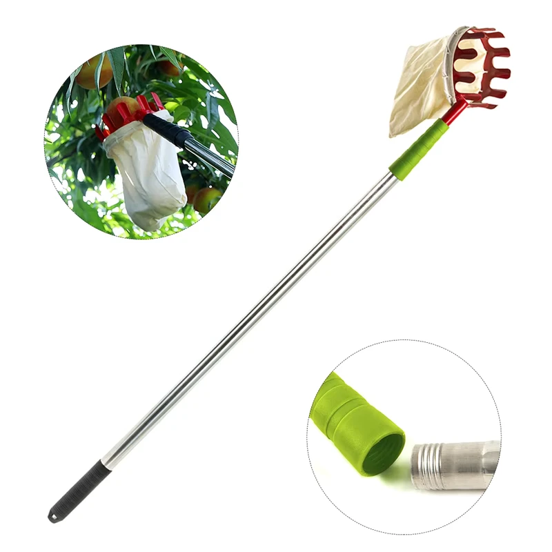 Telescopic Stainless Steel Long Handle Bag Basket Catcher Apple Orange Tree Picking Pole Tool Fruit Picker