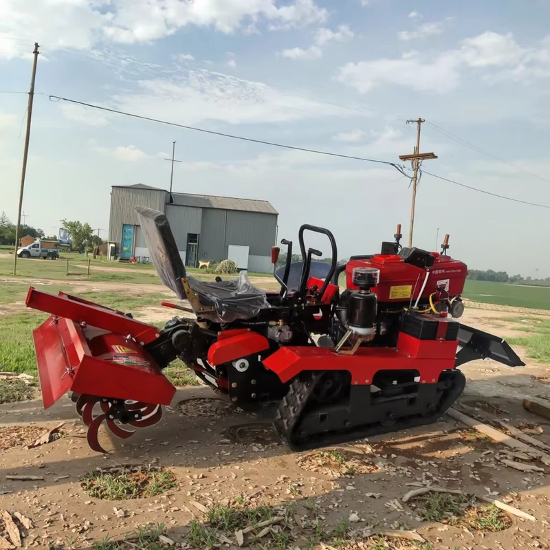 Tracked Rotary Tiller Tractor Multifunctional Tracked Micro Tiller Greenhouse Mountain Paddy Field Trenching Machine