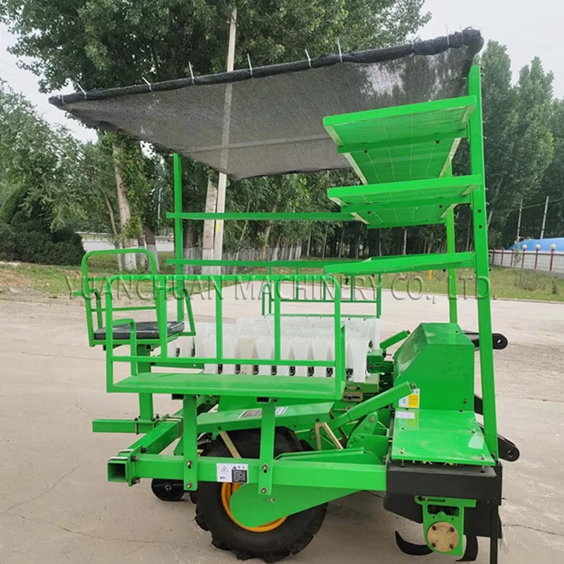 Vegetable Seedling Transplanter Multifunctional Four wheel Trailing Chili Watermelon Planter Green Onion Corn Seedling Planter